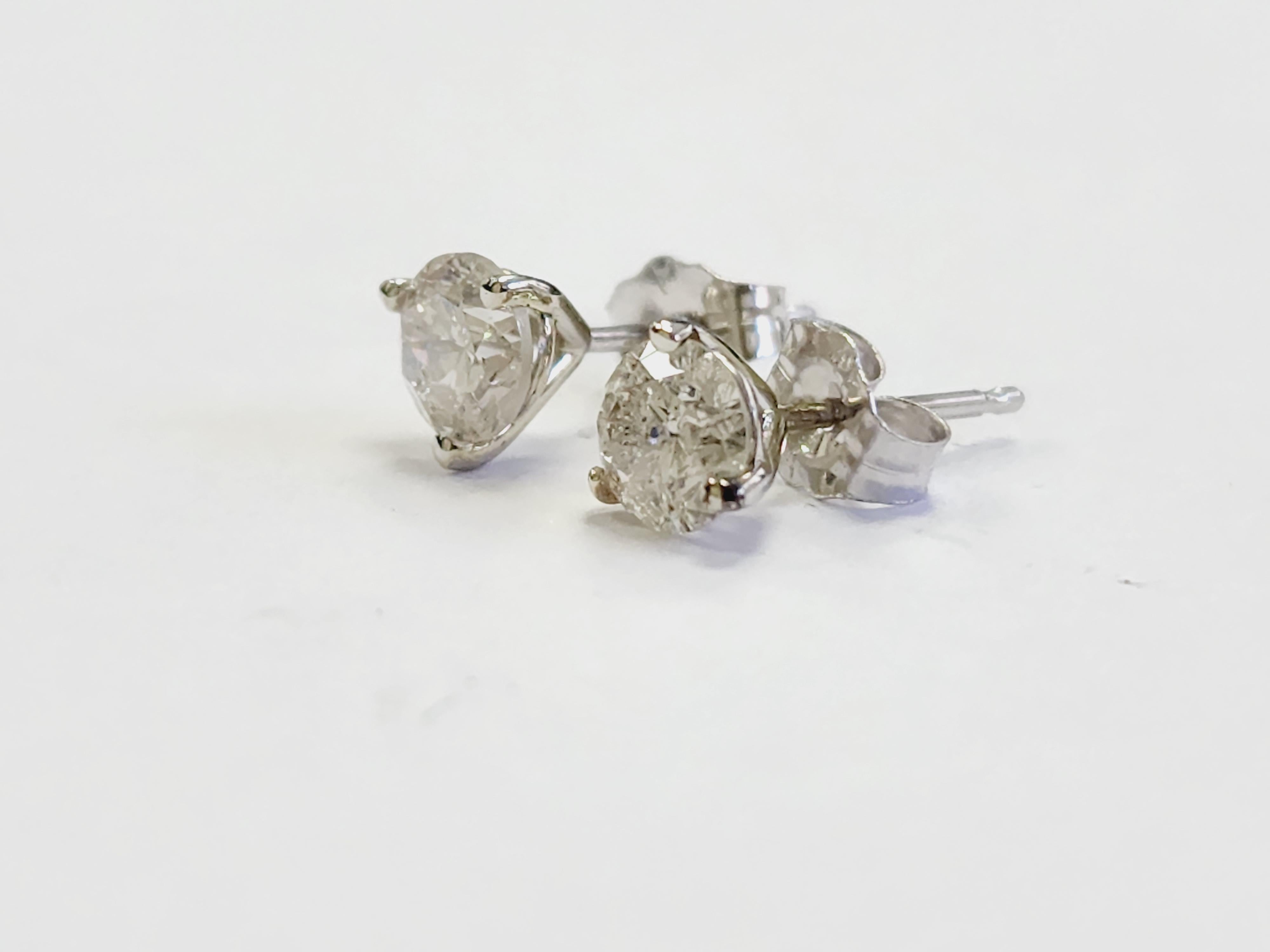 1,03 Karat natürliche runde Diamant-Ohrstecker aus Weißgold 14 Karat 4