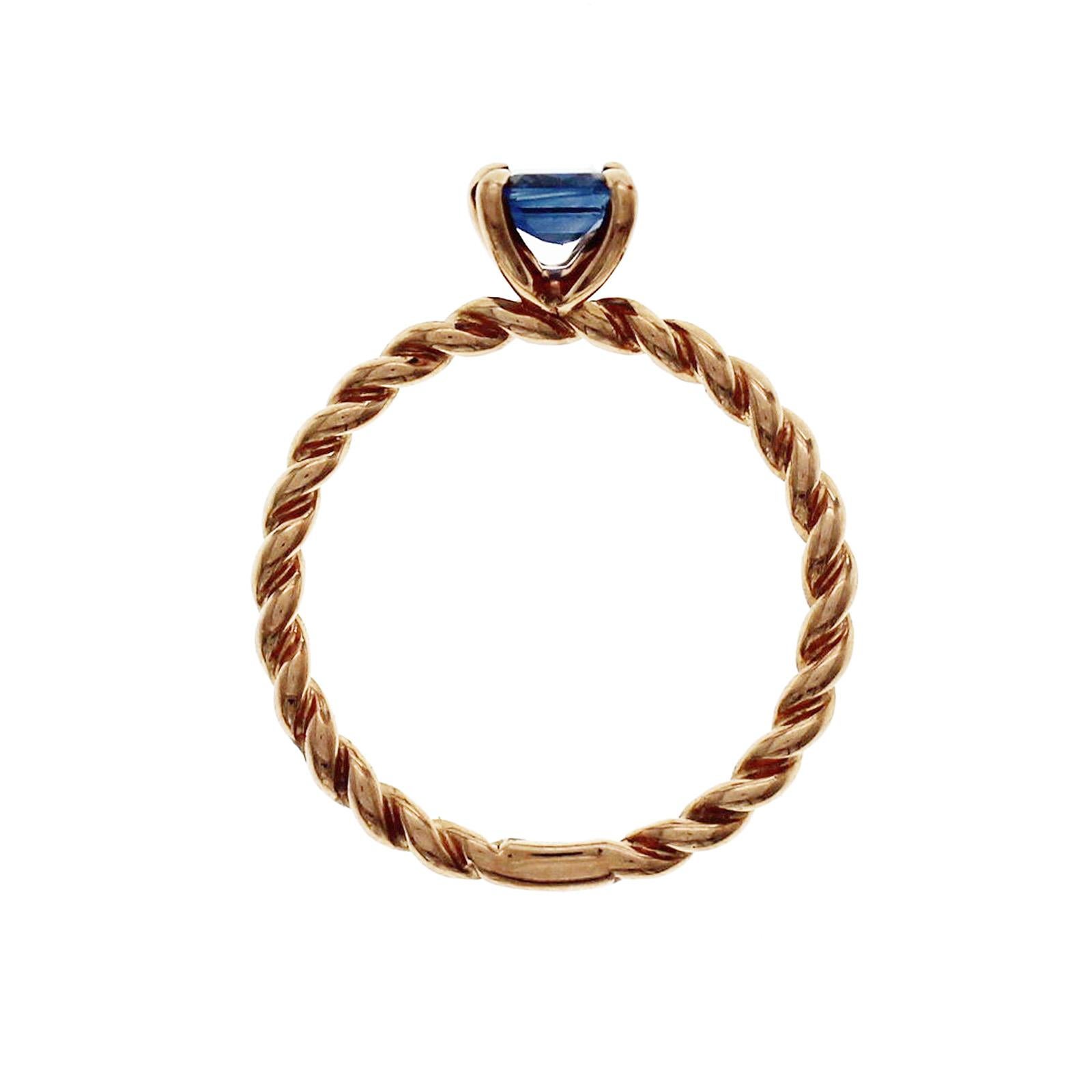 Women's 1.03 Carat Blue Sapphires 14 Karat Rose Gold Ring