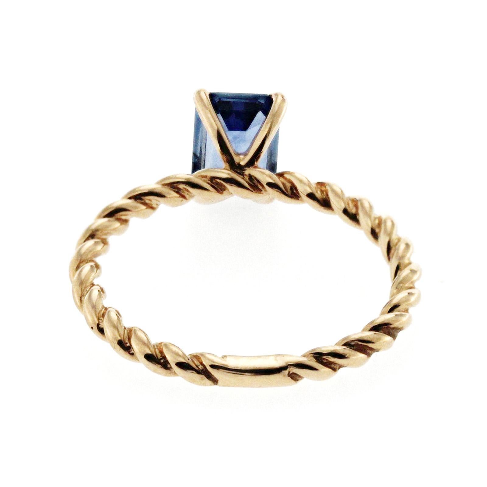 1.03 Carat Blue Sapphires 14 Karat Rose Gold Ring 2
