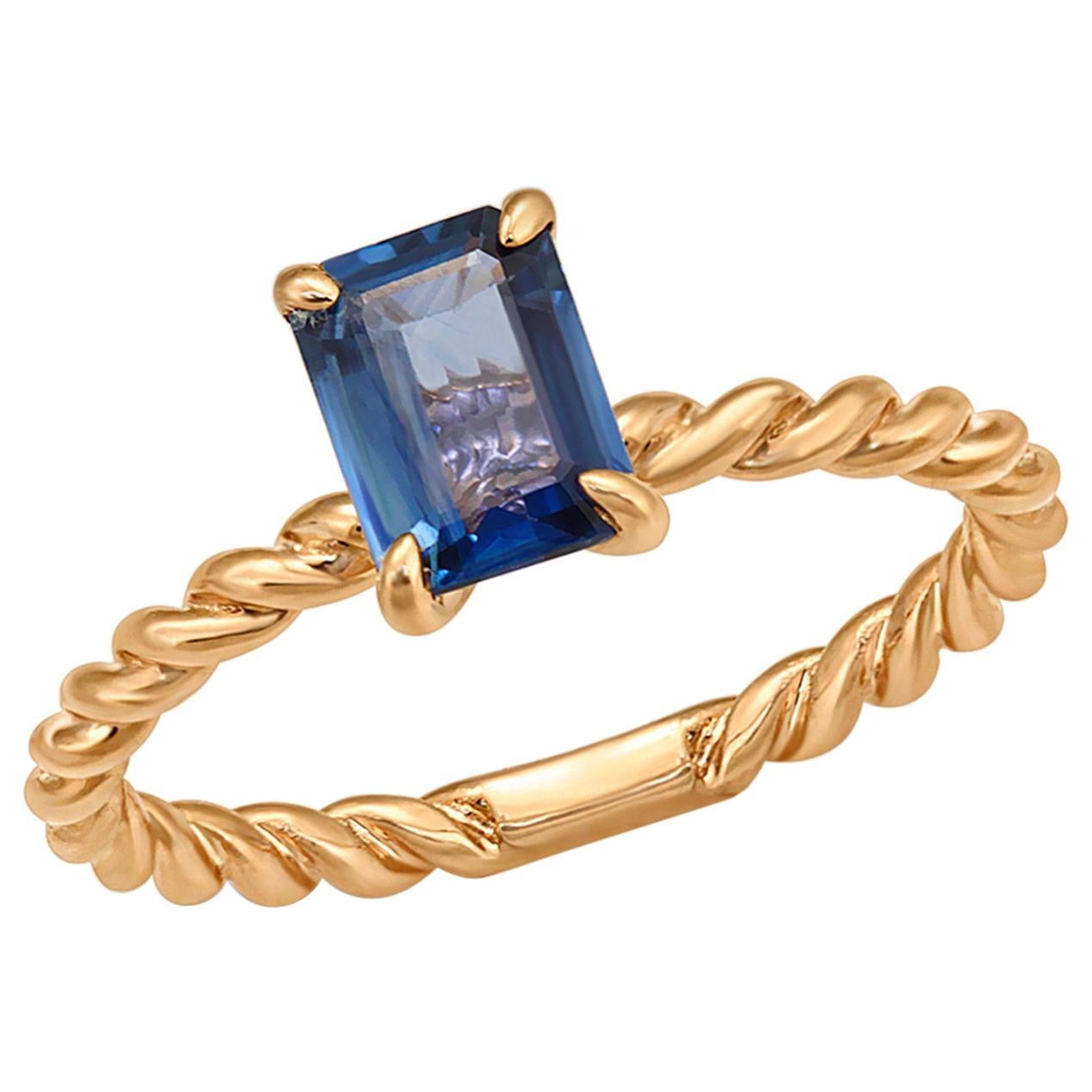 1.03 Carat Blue Sapphires 14 Karat Rose Gold Ring