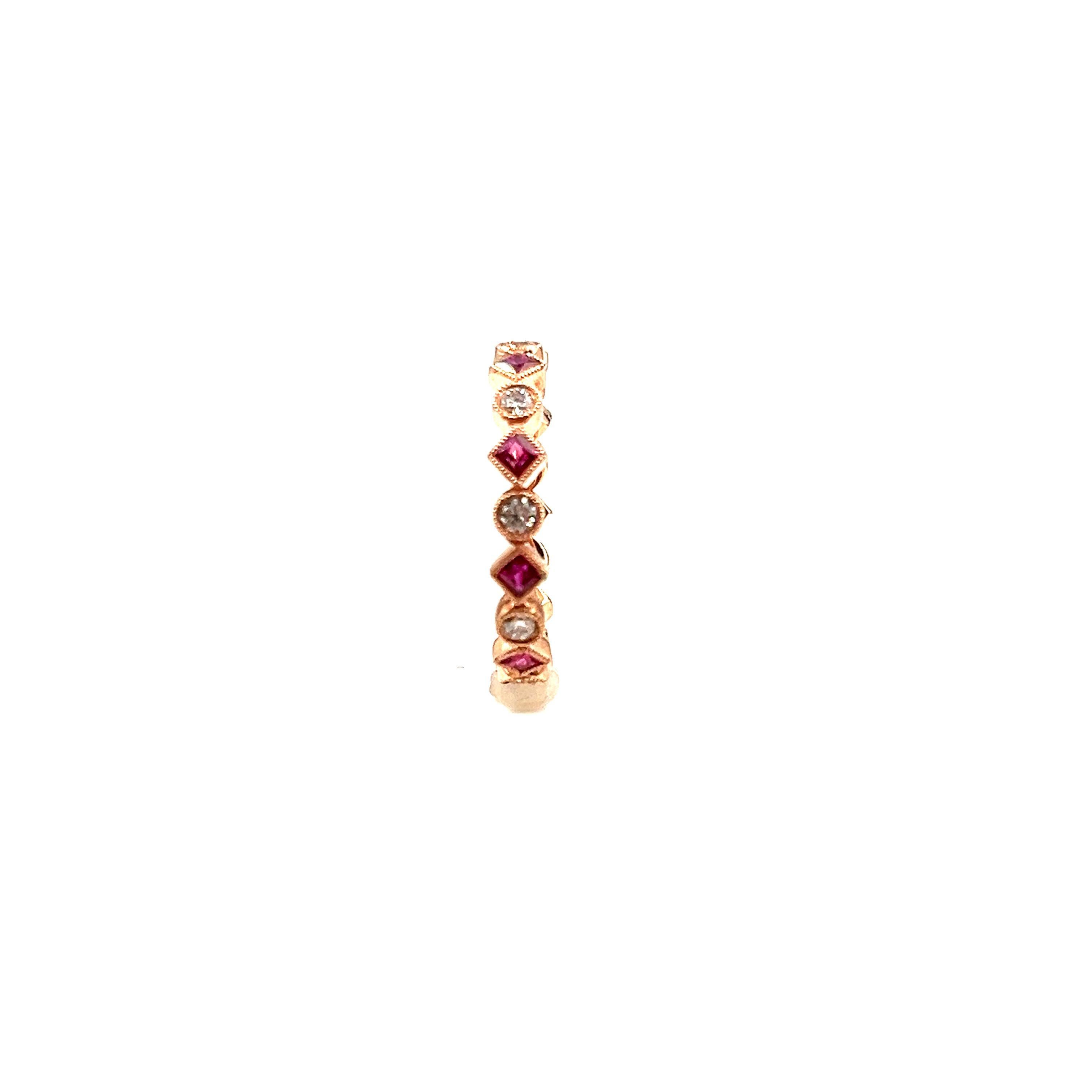 Anillo de Rubí Natural y Diamante de 1.03 ct Corte princesa en venta