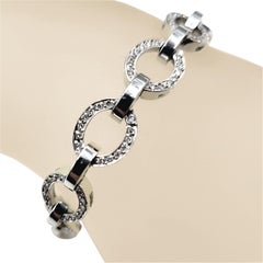 1.03 Ct Pave Set 14K Gold Diamond Bracelet - Oval Links