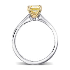 1.03 cts GIA Certified Fancy Intense Yellow Radiant Diamond Side-stone Ring