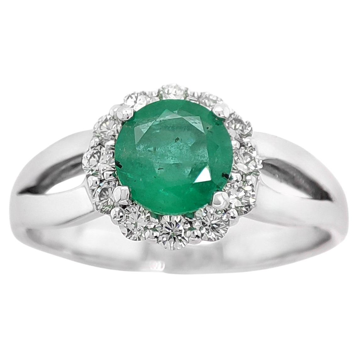 No Reserve 0.73CT Emerald & 0.30CT VVS-VS Diamond Cocktail Enegenment Ring  14K  For Sale