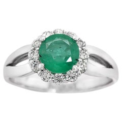 No Reserve 0.73CT Emerald & 0.30CT VVS-VS Diamond Cocktail Enegenment Ring  14K 