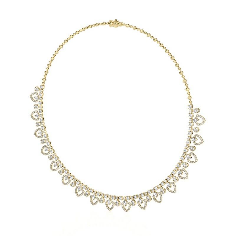 Modern 10.3 CTW round diamonds Gazebo collection Necklace in 14K yellow gold For Sale
