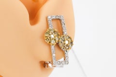 1.03 CTW Yellow Diamond & Diamond Earrings in 18K Two-Tone Gold