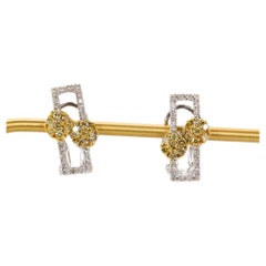 Orecchini con diamante giallo e diamante da 1,03 CTW in oro bicolore 18K