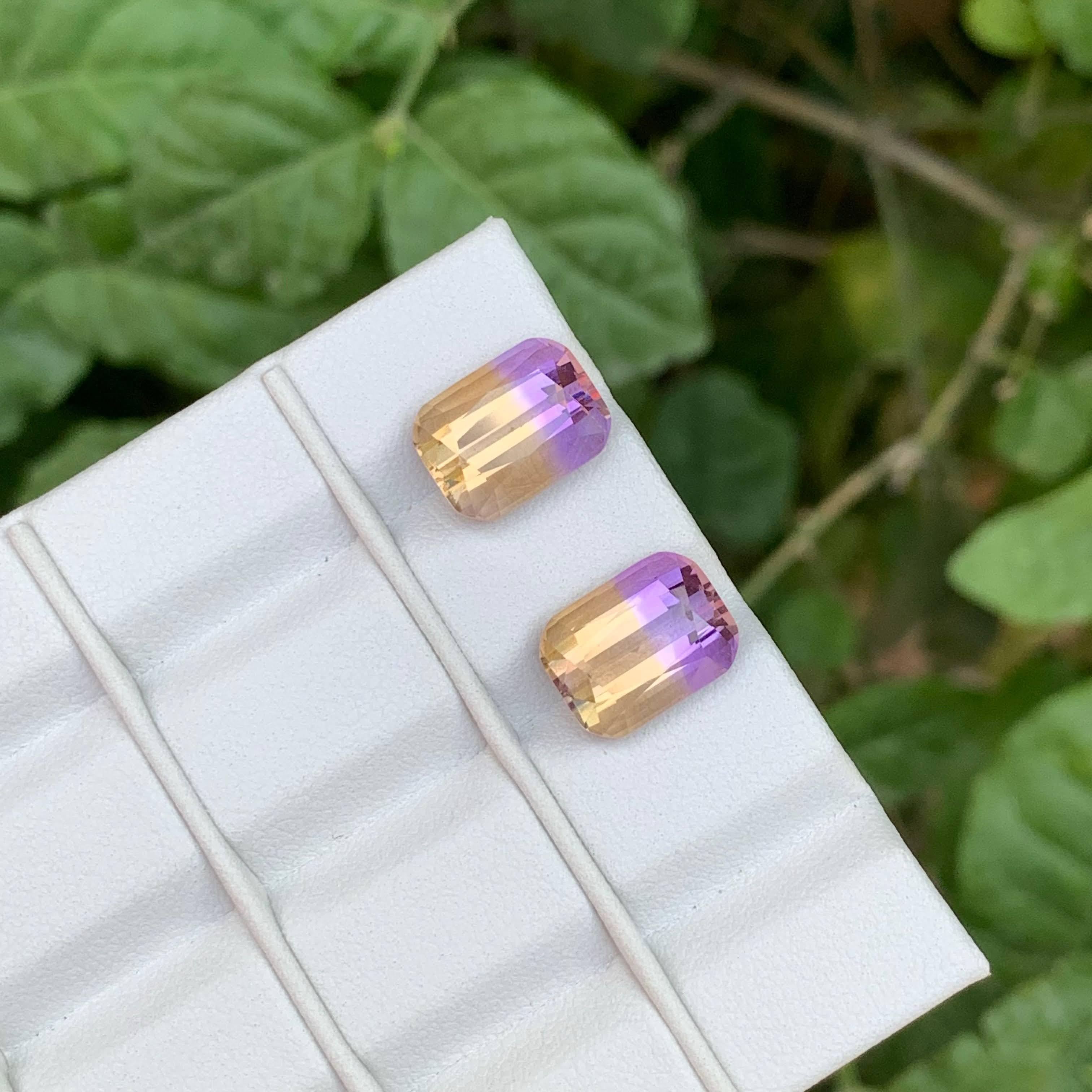 10,30 Quilates Pareja de Ametrinas Naturales Perfectas Sueltas Talla Cojín Gemas Bolivianas en venta 1