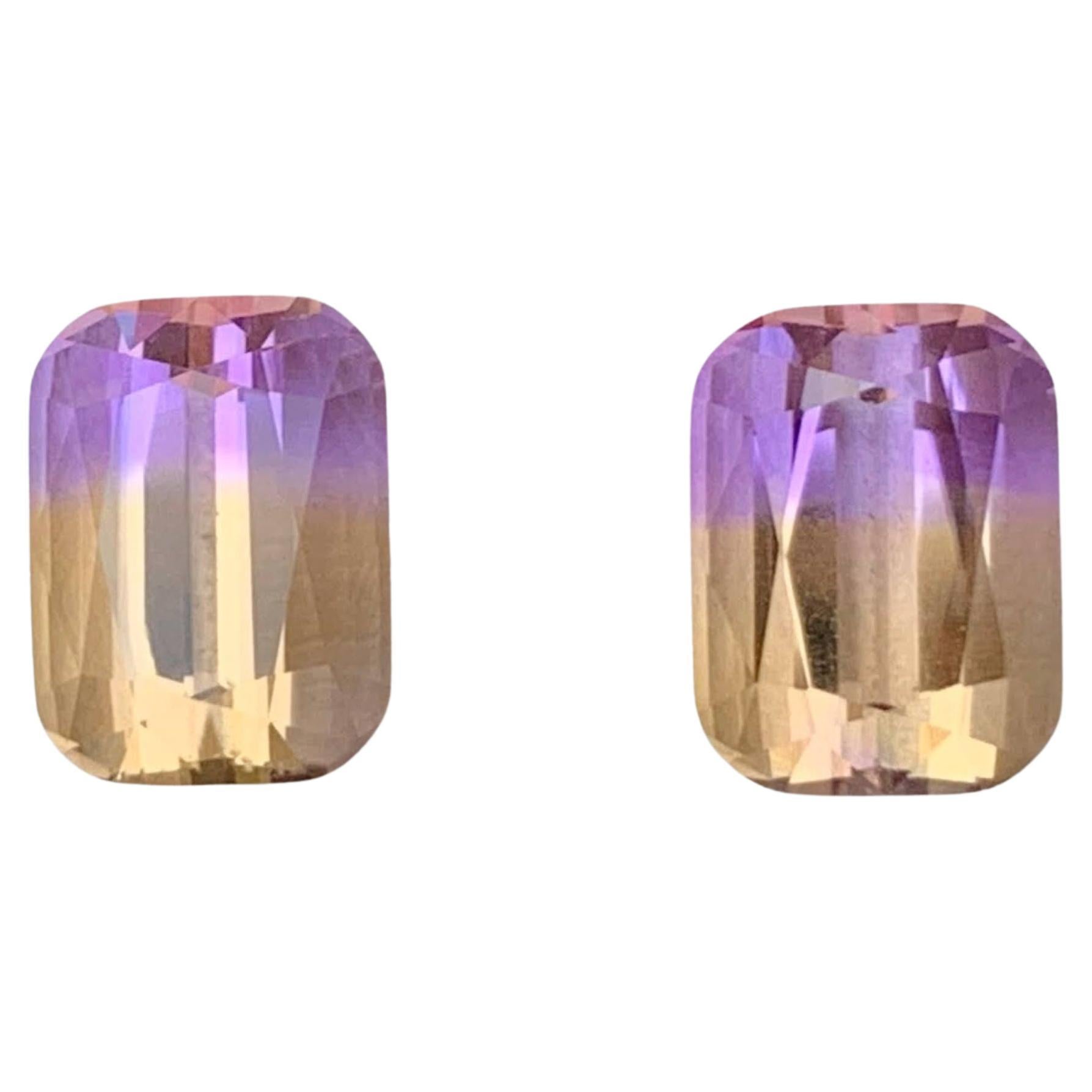 10.30 Carat Loose Perfect Natural Ametrine Pair Cushion Cut Bolivian Gemstones