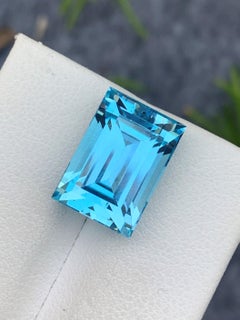 10.30 Carat Loose Sky Blue Topaz Asscher Cut Baguette Shape from Brazil