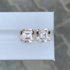 10.30 Carat Natural Loose Light Golden Topaz Pair Asscher Cut Pakistani Gemstone
