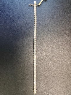 10.30 Carat Round and Emerald Cut Diamond Tennis Bracelet in 14K Yellow Gold