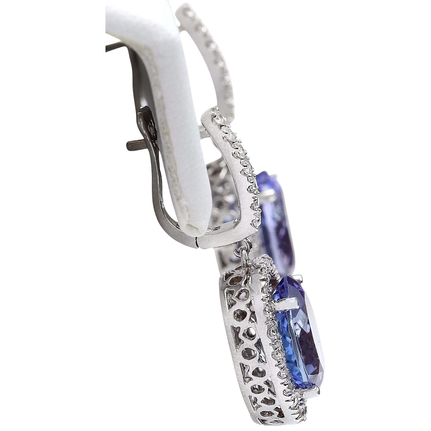10.30 Carat Tanzanite 18 Karat Solid White Gold Diamond Earrings In New Condition For Sale In Los Angeles, CA