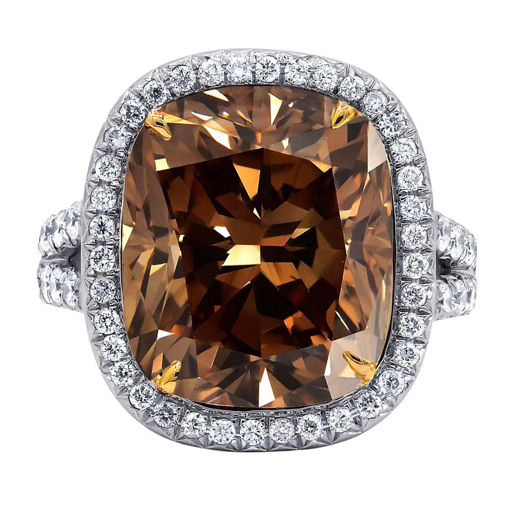 Bague en diamant brun fantaisie de 10,30 carats certifié par le GIA