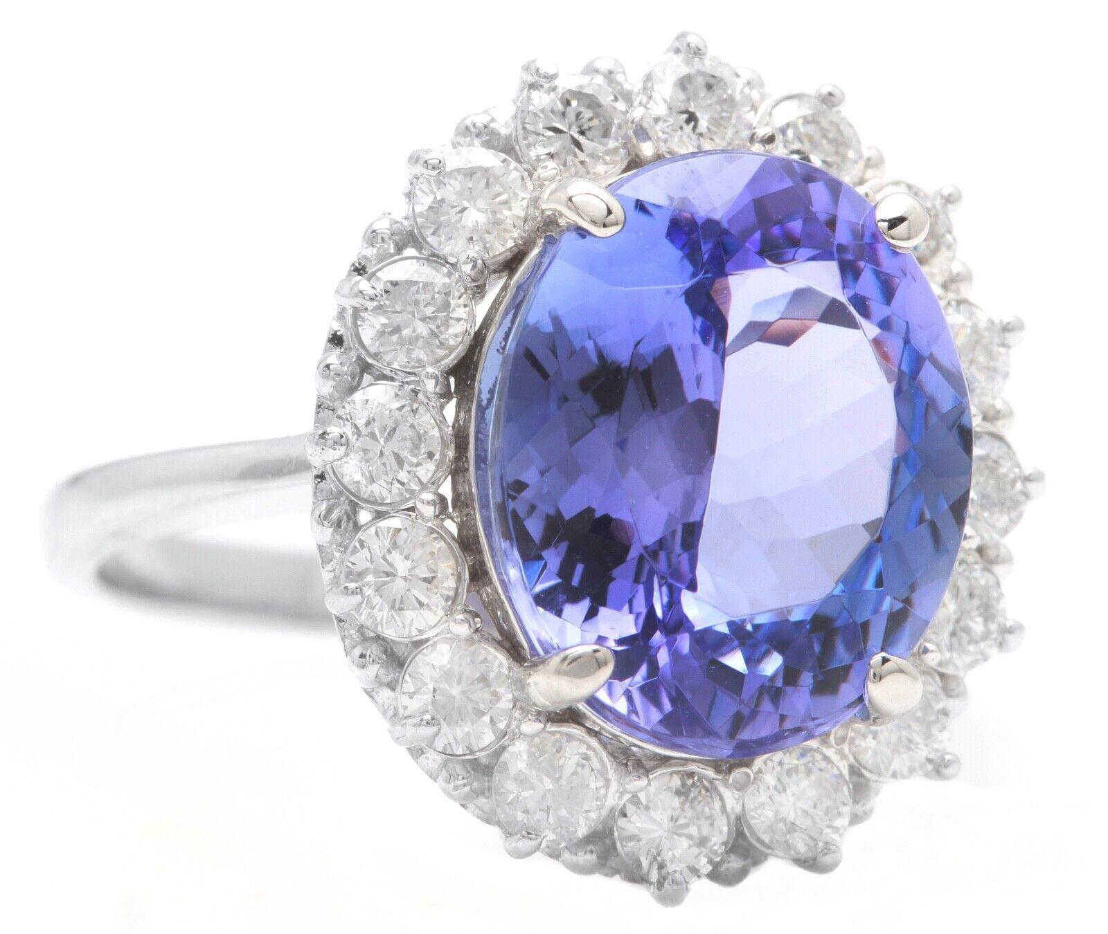 10.30 Carats Natural Very Nice Looking Tanzanite and Diamond 14K Solid White Gold Ring

Suggested Replacement Value: Approx.  $10,000.00

Total Natural Oval Cut Tanzanite Weight is: Approx. 9.00 Carats 

Tanzanite Measures: Approx.  14.00 x 12.00mm
