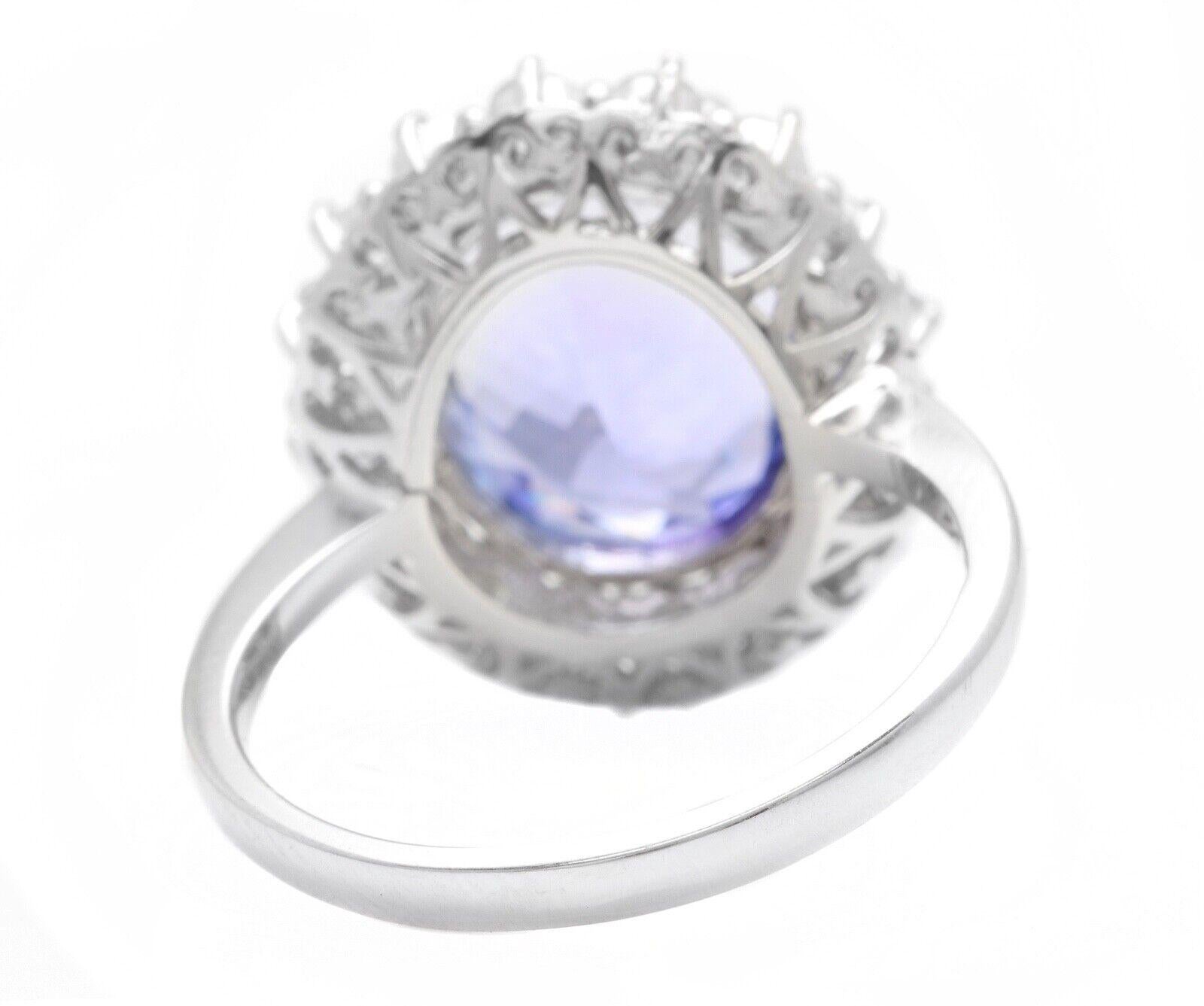 10.30 Carats Natural Tanzanite and Diamond 14K Solid White Gold Ring In New Condition For Sale In Los Angeles, CA