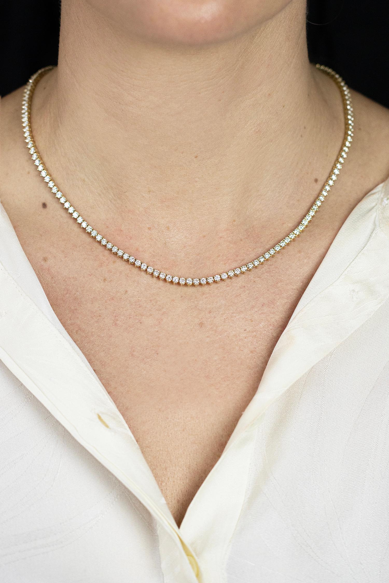 Roman Malakov Diamonds, collana da tennis con diamanti a taglio Brilliante da 10.30 carati totali In condizioni Nuovo in vendita a New York, NY