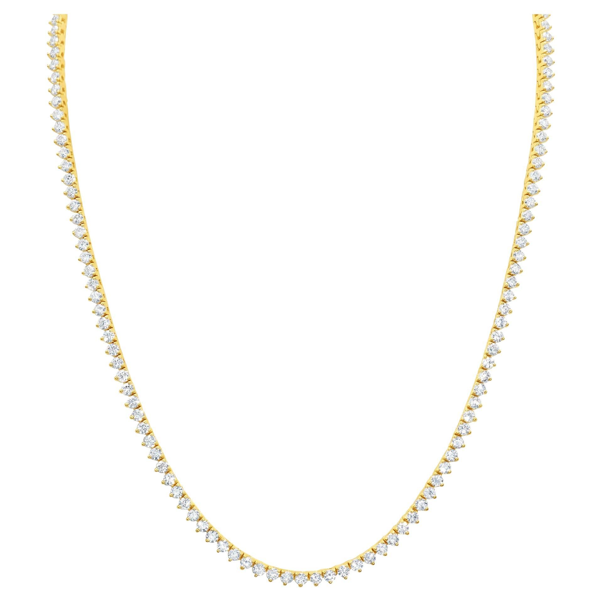 Roman Malakov 10.30 Carats Total Round Brilliant Cut Diamond Tennis Necklace