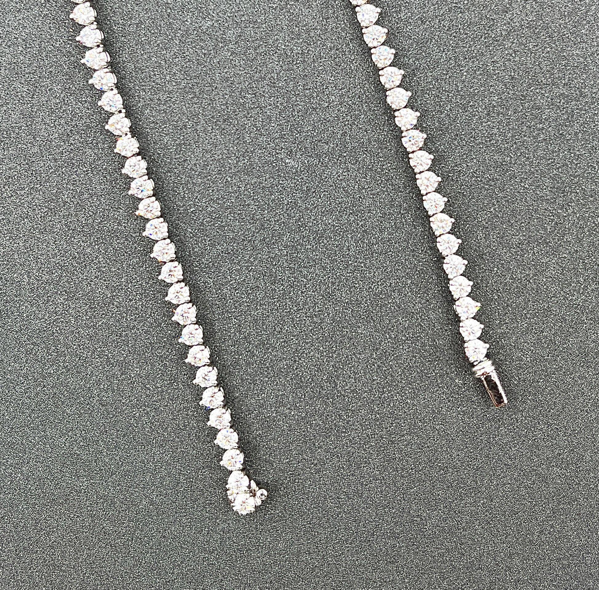 Modern 10.30 ct Diamond Tennis Necklace