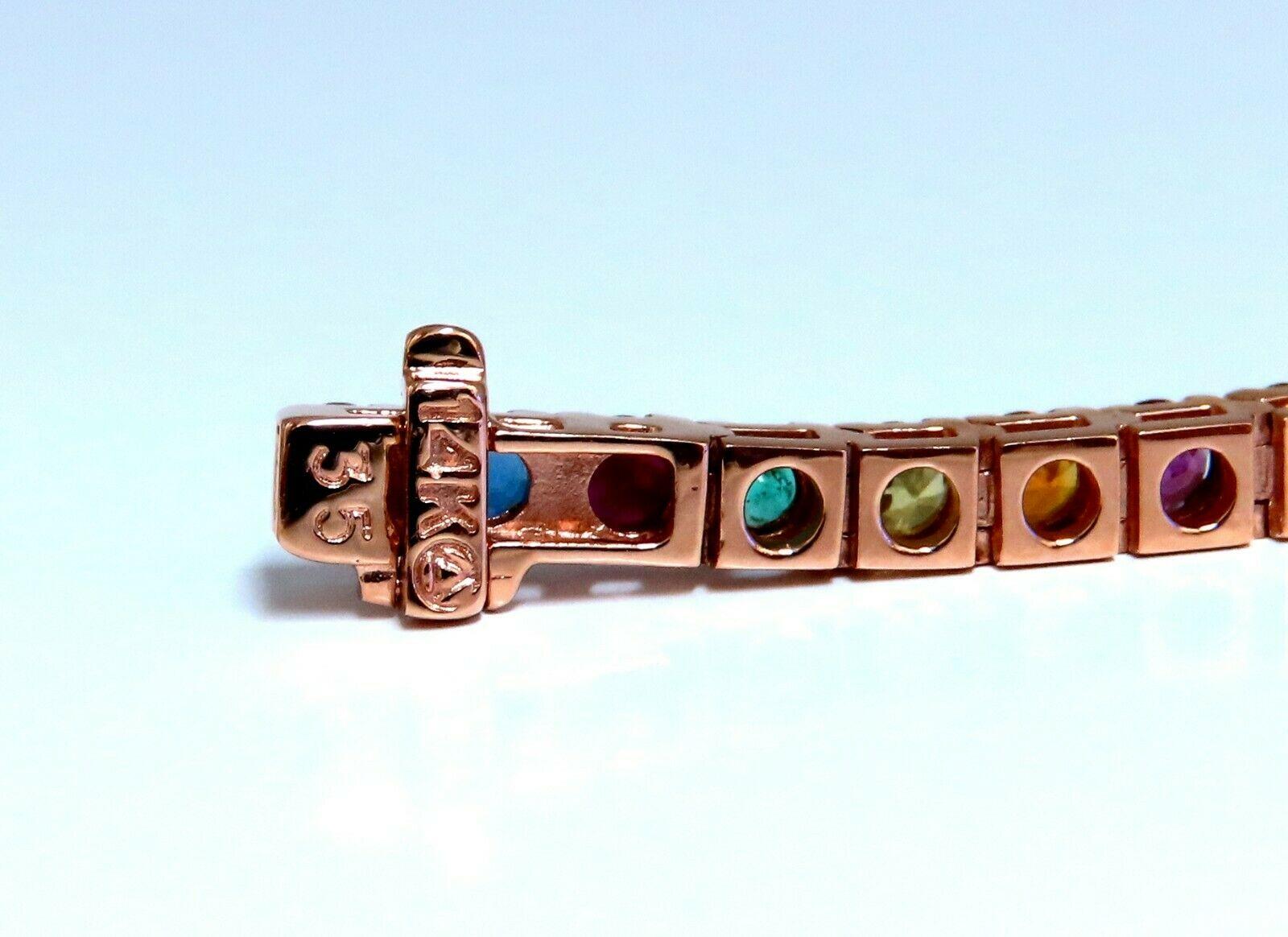 Women's or Men's 10.30 Carat Natural Gem-Line Spinel Emerald Sapphire Ruby Diamond Bracelet 14Kt For Sale