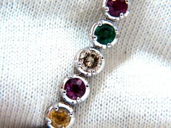 10.30ct natural ruby emerald sapphires diamond tennis bracelet 14kt gem line*