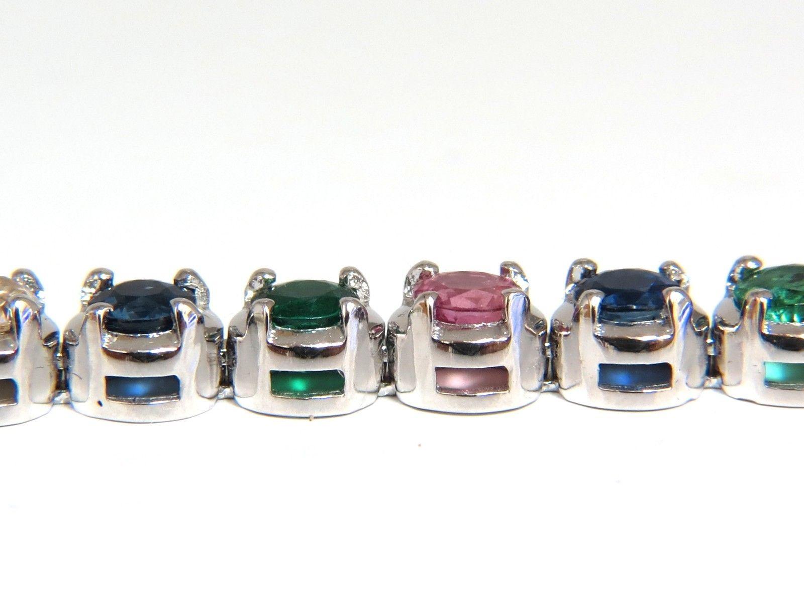 10.30ct natural ruby emerald sapphires diamond tennis bracelet 14kt gem line For Sale 1