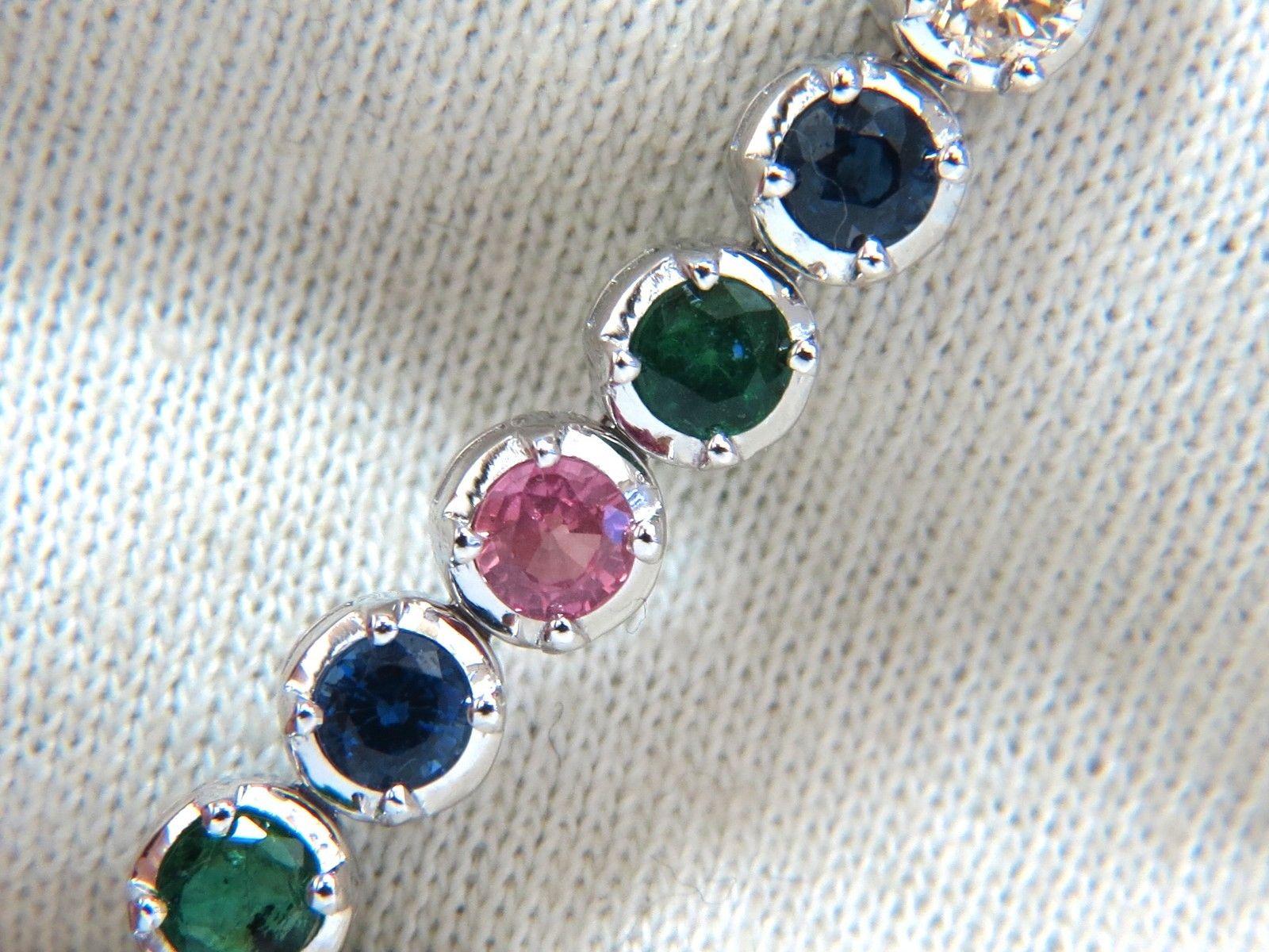 10.30ct natural ruby emerald sapphires diamond tennis bracelet 14kt gem line For Sale 2