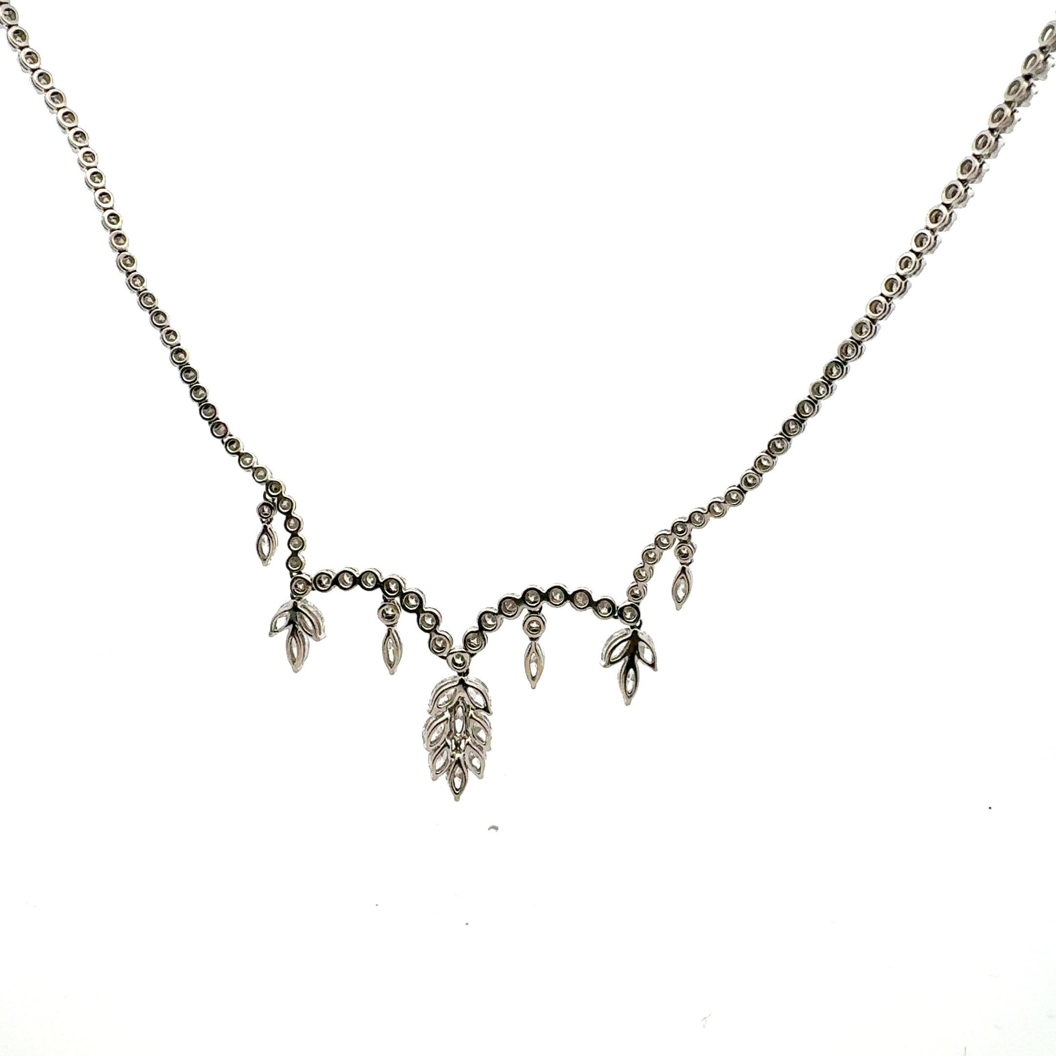 Collana Riviera in platino da 10,31 carati con diamanti tondi e brillanti G VS1 e G VS1 In condizioni buone in vendita a New York, NY