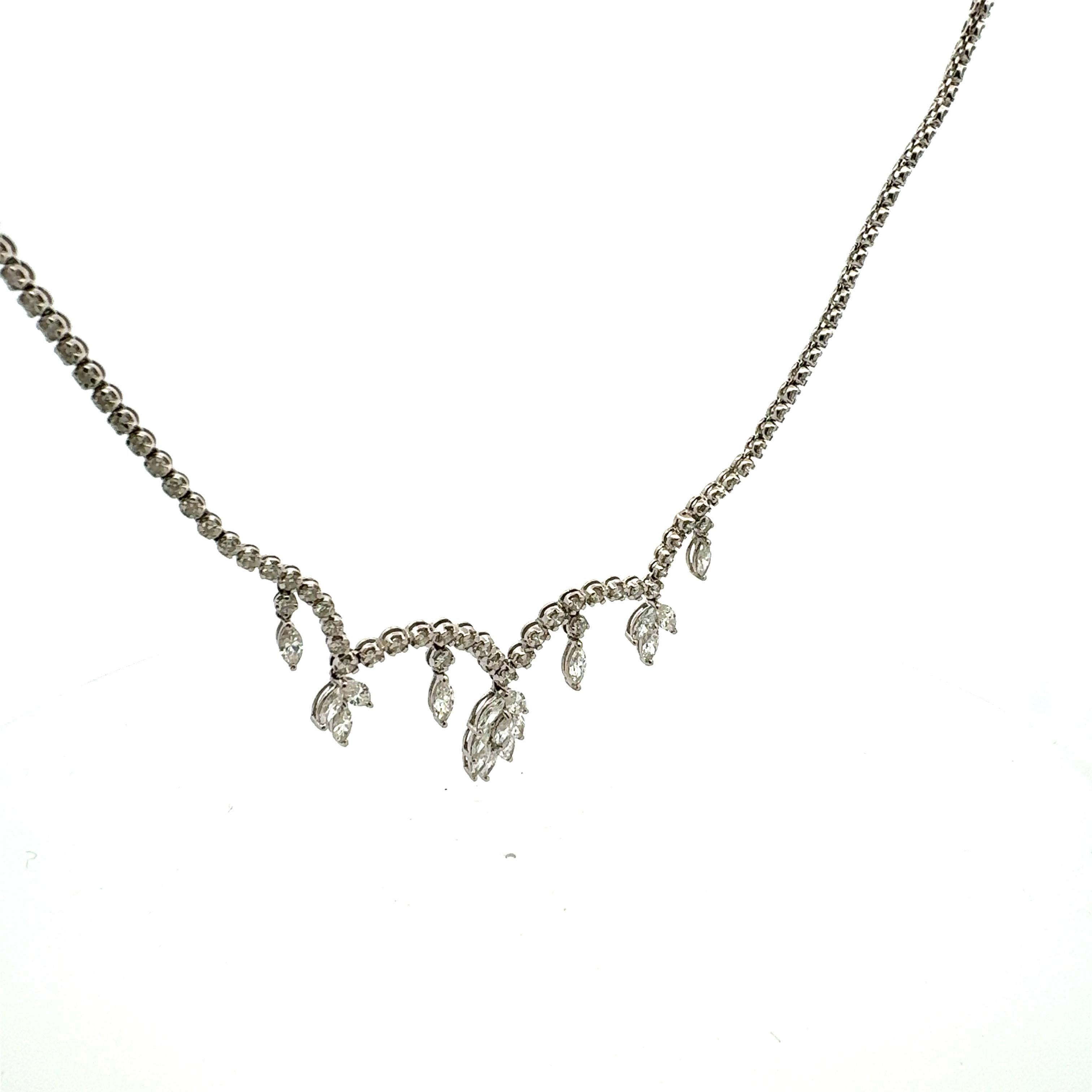 Collana Riviera in platino da 10,31 carati con diamanti tondi e brillanti G VS1 e G VS1 in vendita 1