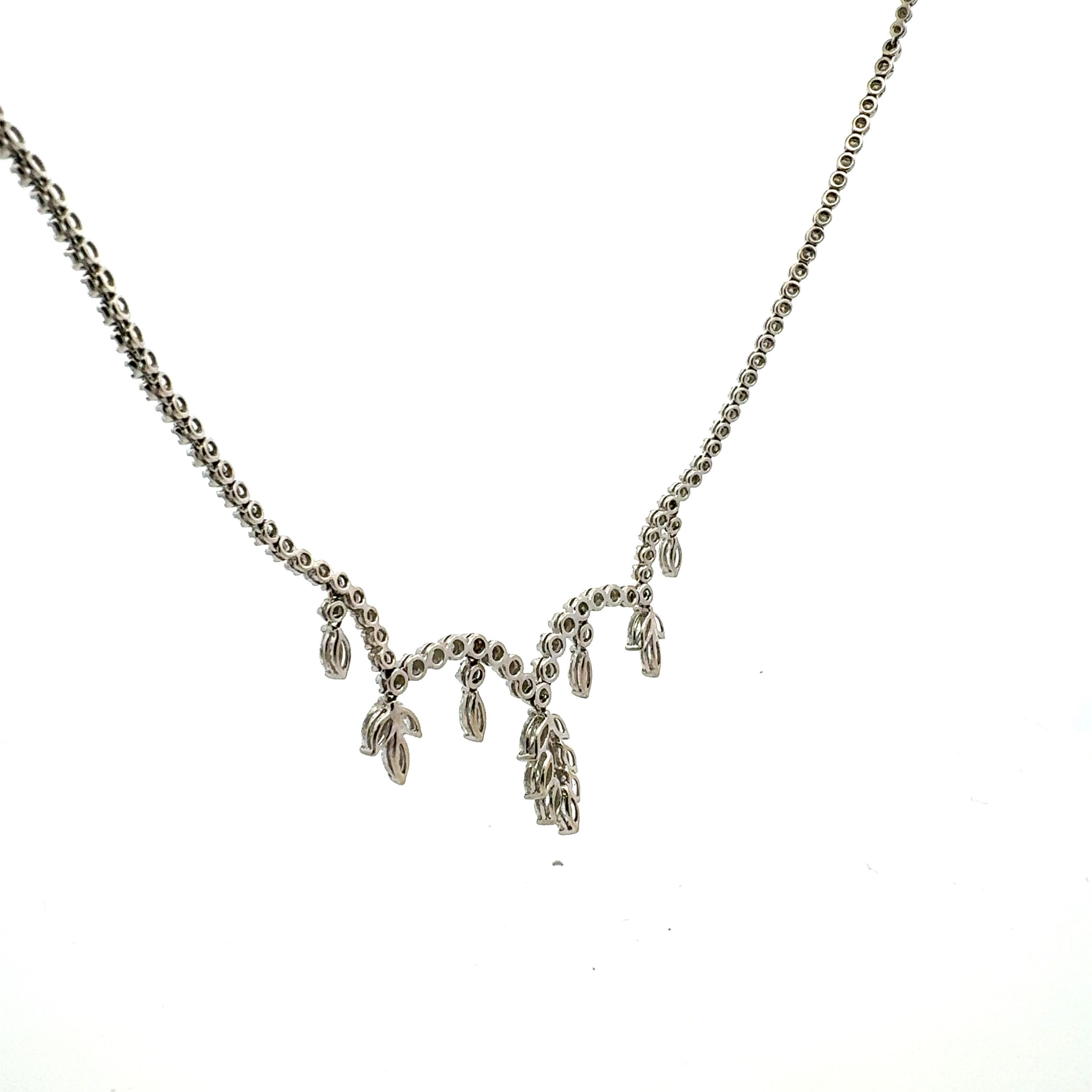 Collana Riviera in platino da 10,31 carati con diamanti tondi e brillanti G VS1 e G VS1 in vendita 3