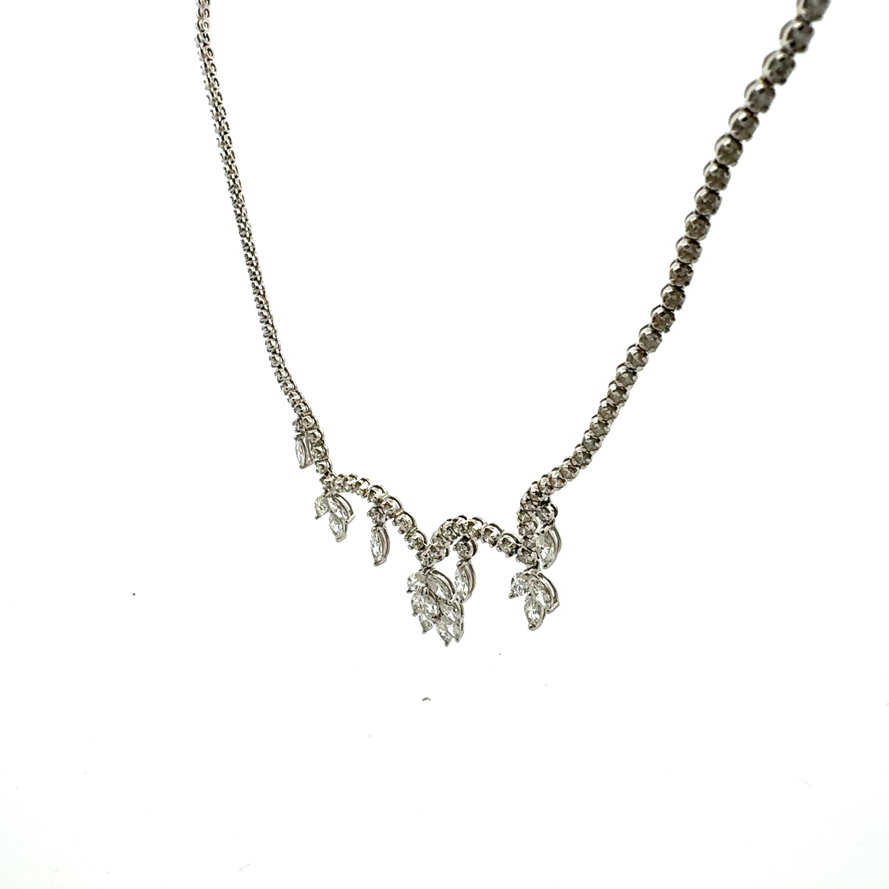 Collana Riviera in platino da 10,31 carati con diamanti tondi e brillanti G VS1 e G VS1 in vendita 4