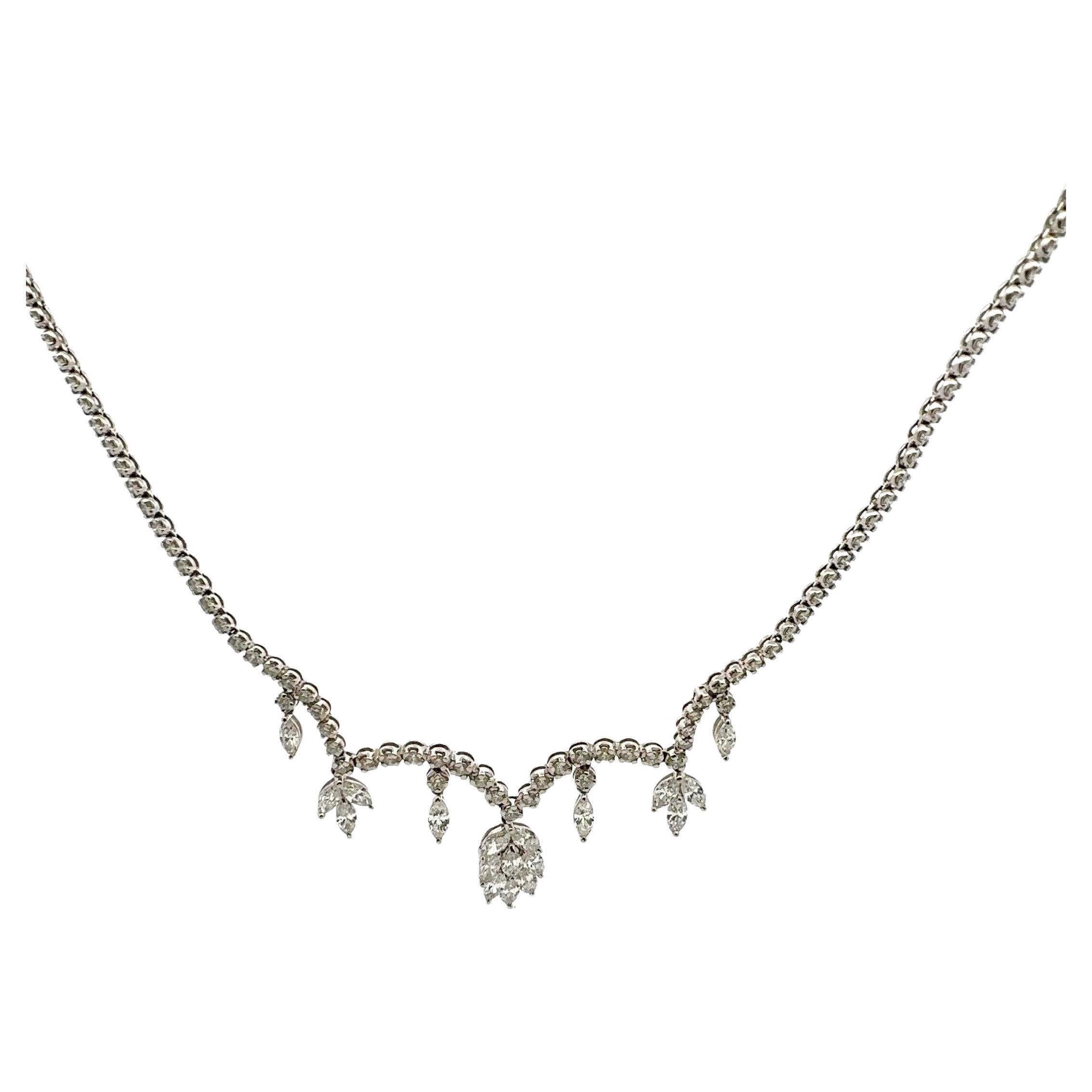 10.31 Carat Round Brilliant G VS1 and G VS1 Diamond Platinum Riviera Necklace
