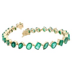 Pulsera de esmeralda natural de 10,31 cts Oro amarillo de 18 k Joyas de piedras preciosas naturales