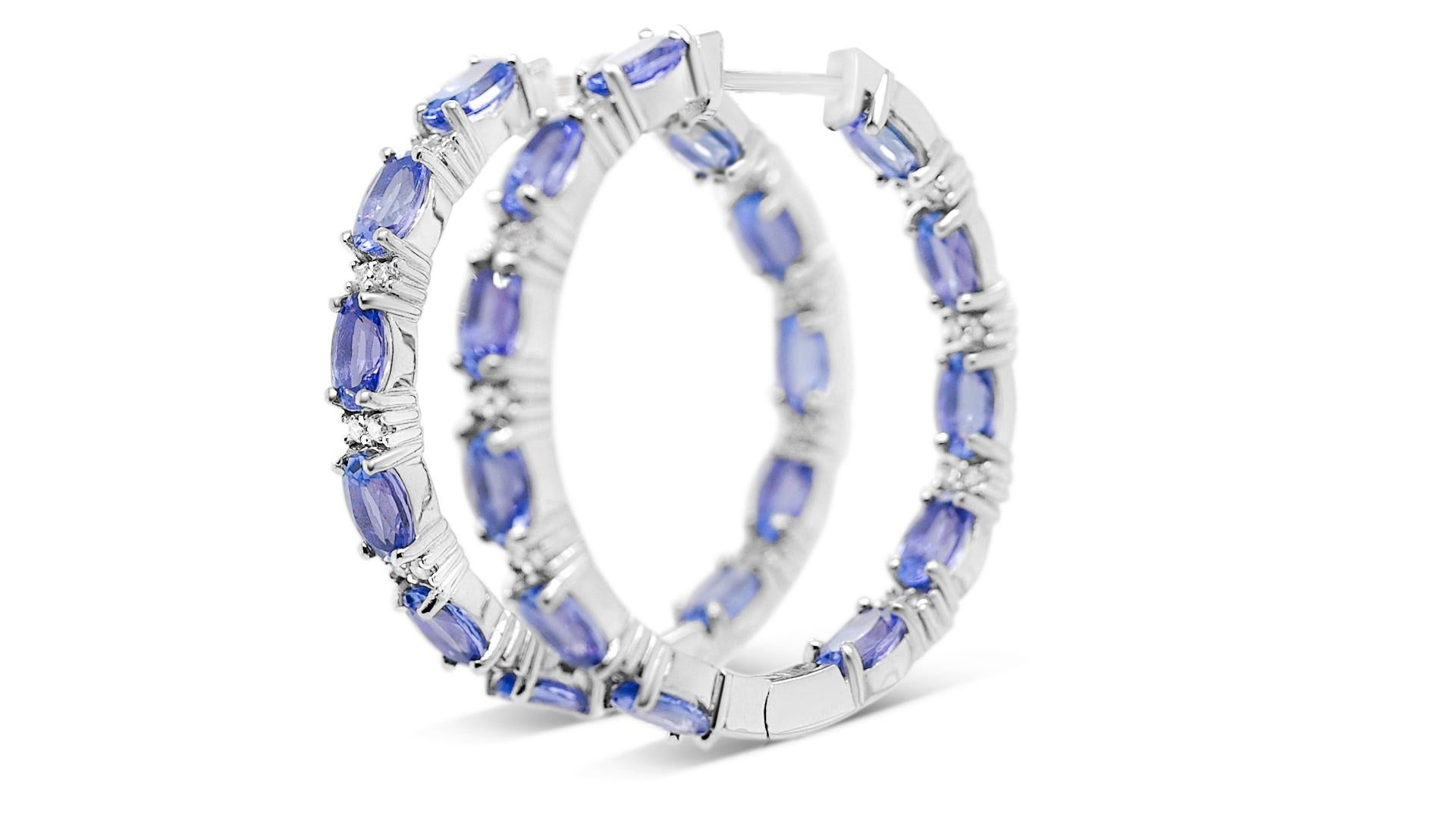 Art Deco 9.94 Ctw Tanzanite Oval Dangle Bridal Earrings 925 Sterling Silver Jewelry  For Sale