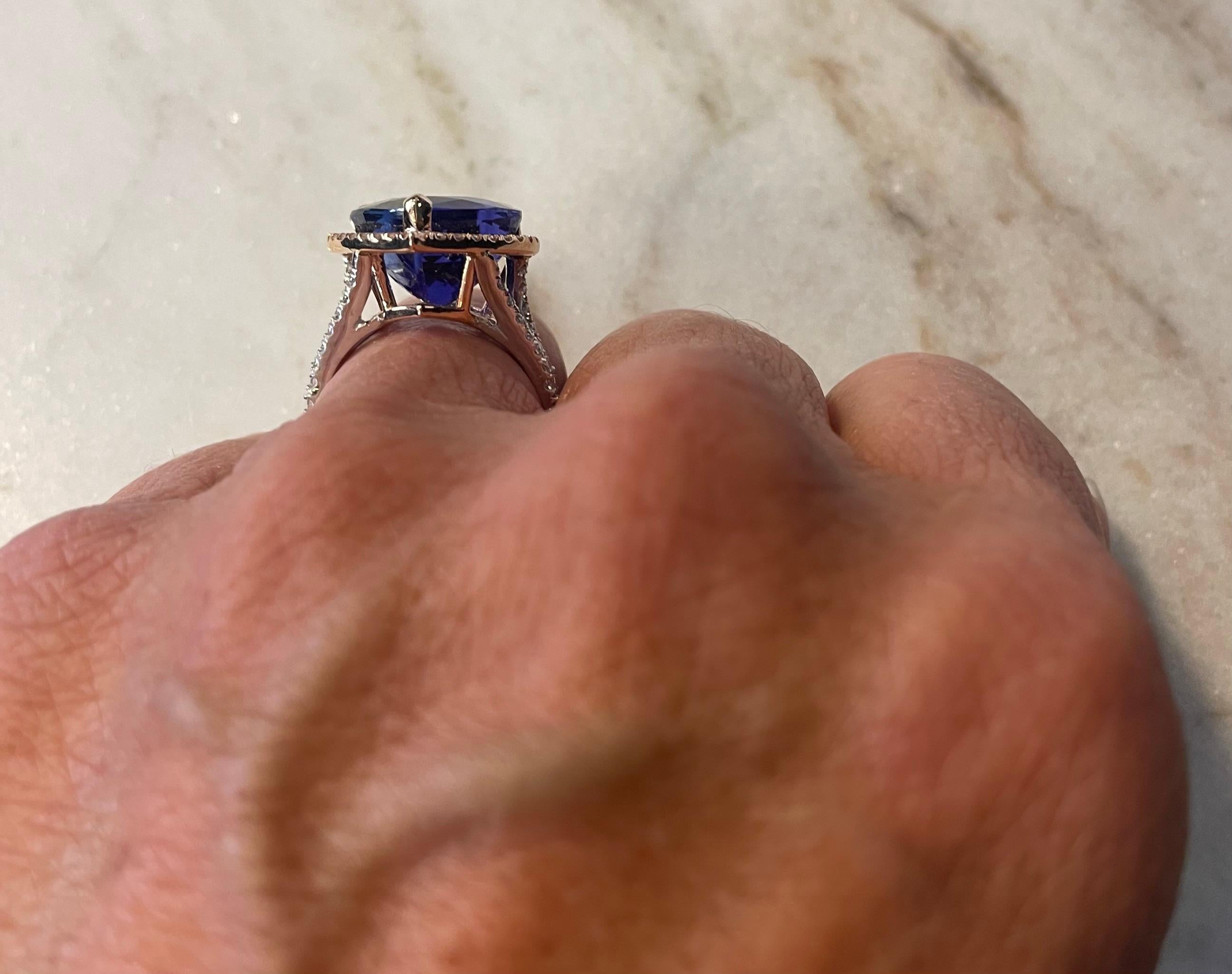 10.31ct heart-shaped Tanzanite ring. GIA certified. In New Condition For Sale In Los Angeles, CA
