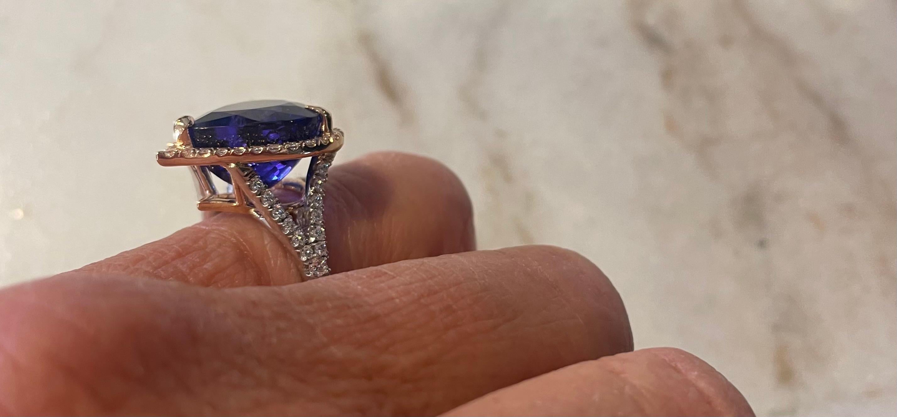10.31ct heart-shaped Tanzanite ring. GIA certified. For Sale 2