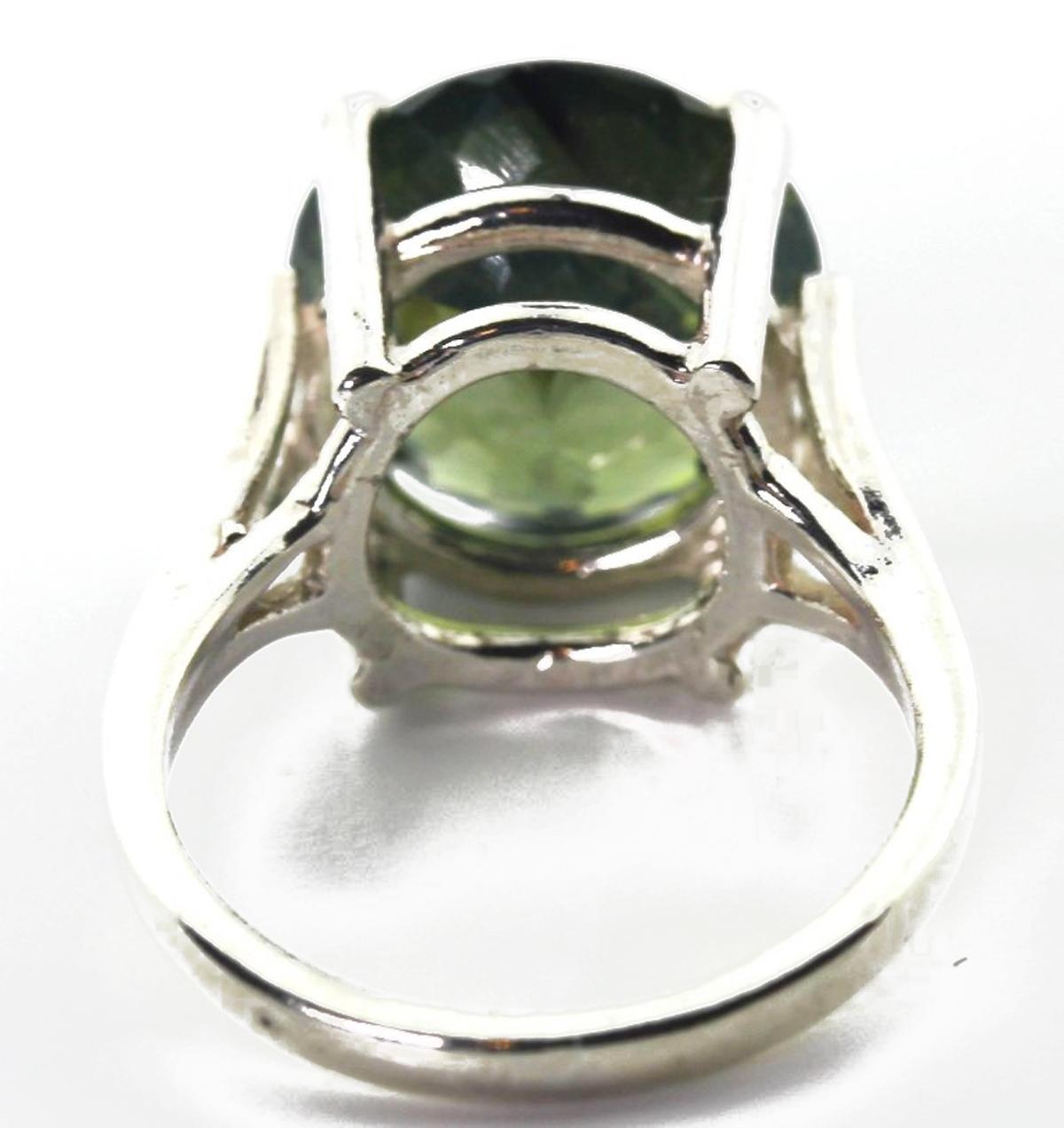 Women's AJD Impressive RARE 10.32 Ct Sri Lankan Intense Green Round Zircon Silver Ring For Sale