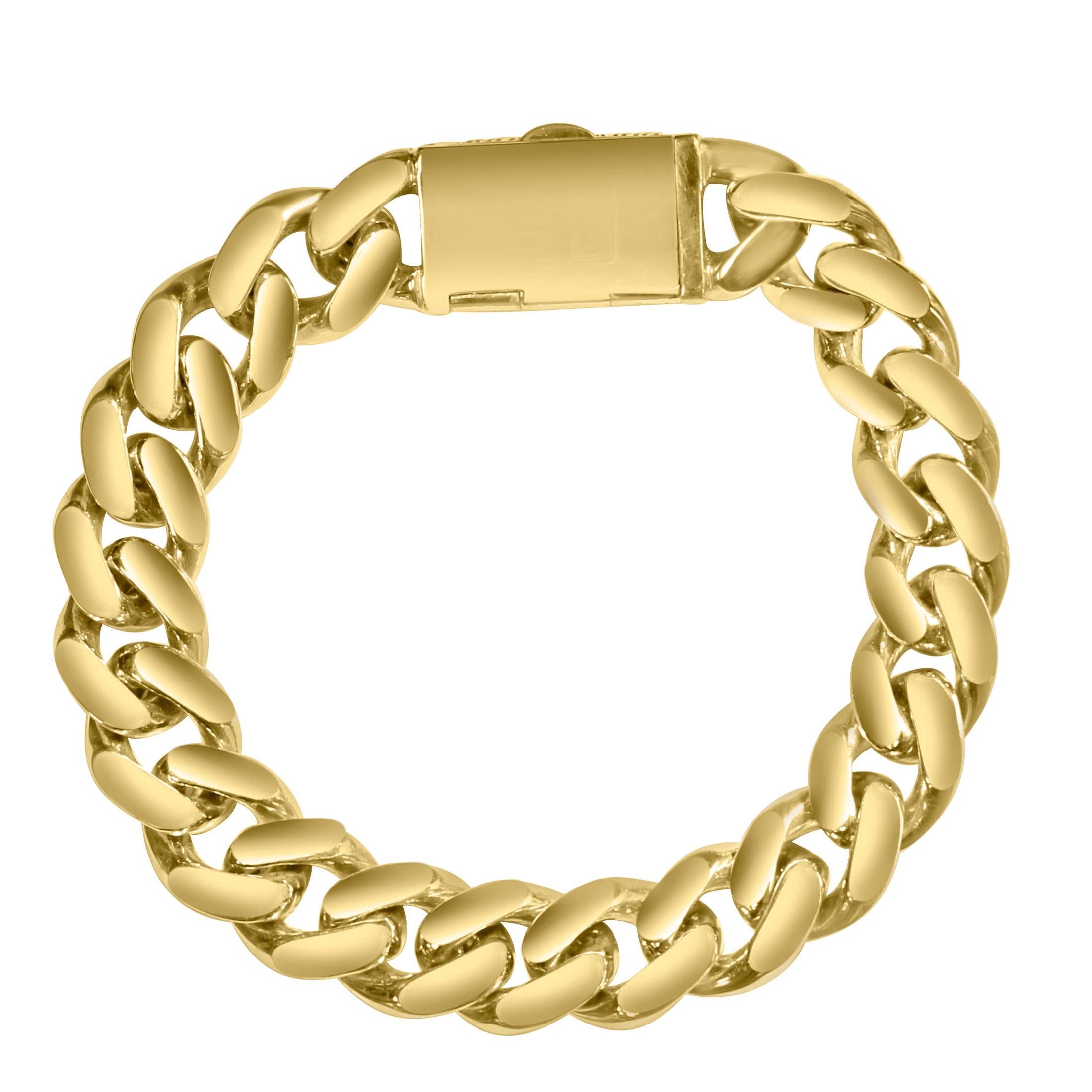 Moderne 10.32 Carats Cuban Link Diamond Bracelet pour homme en or jaune 14k 89.3 grammes en vente