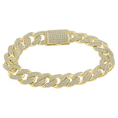 10.32 Carats Cuban Link Diamond Men's Bracelet 14k Yellow Gold 89.3 grams