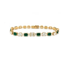 10.33 C T.W. Natural Mined Diamond Emerald Multishape 18KT Yellow Gold Bracelet