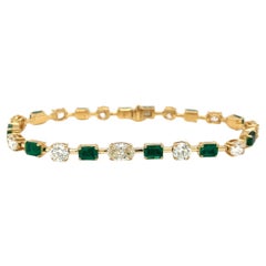 10.33 C T.W. Natural Mined Diamond Emerald Multishape 18KT Yellow Gold Bracelet