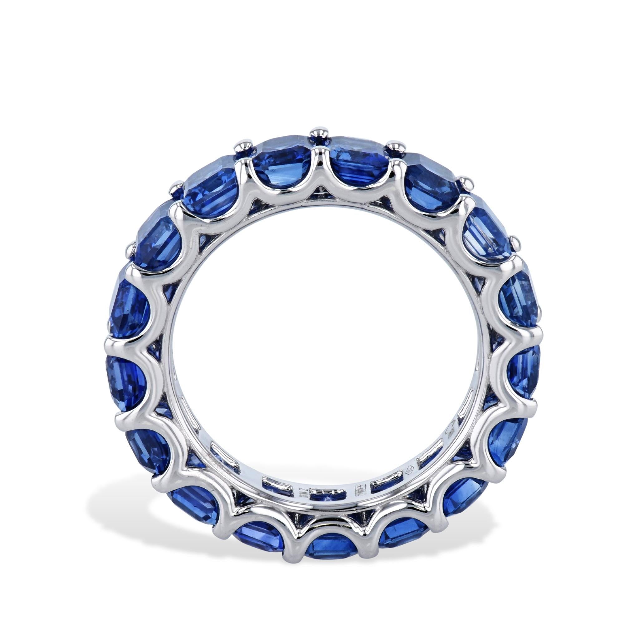 10.33 Carat Sapphire Eternity Band Ring White Gold In New Condition For Sale In Miami, FL