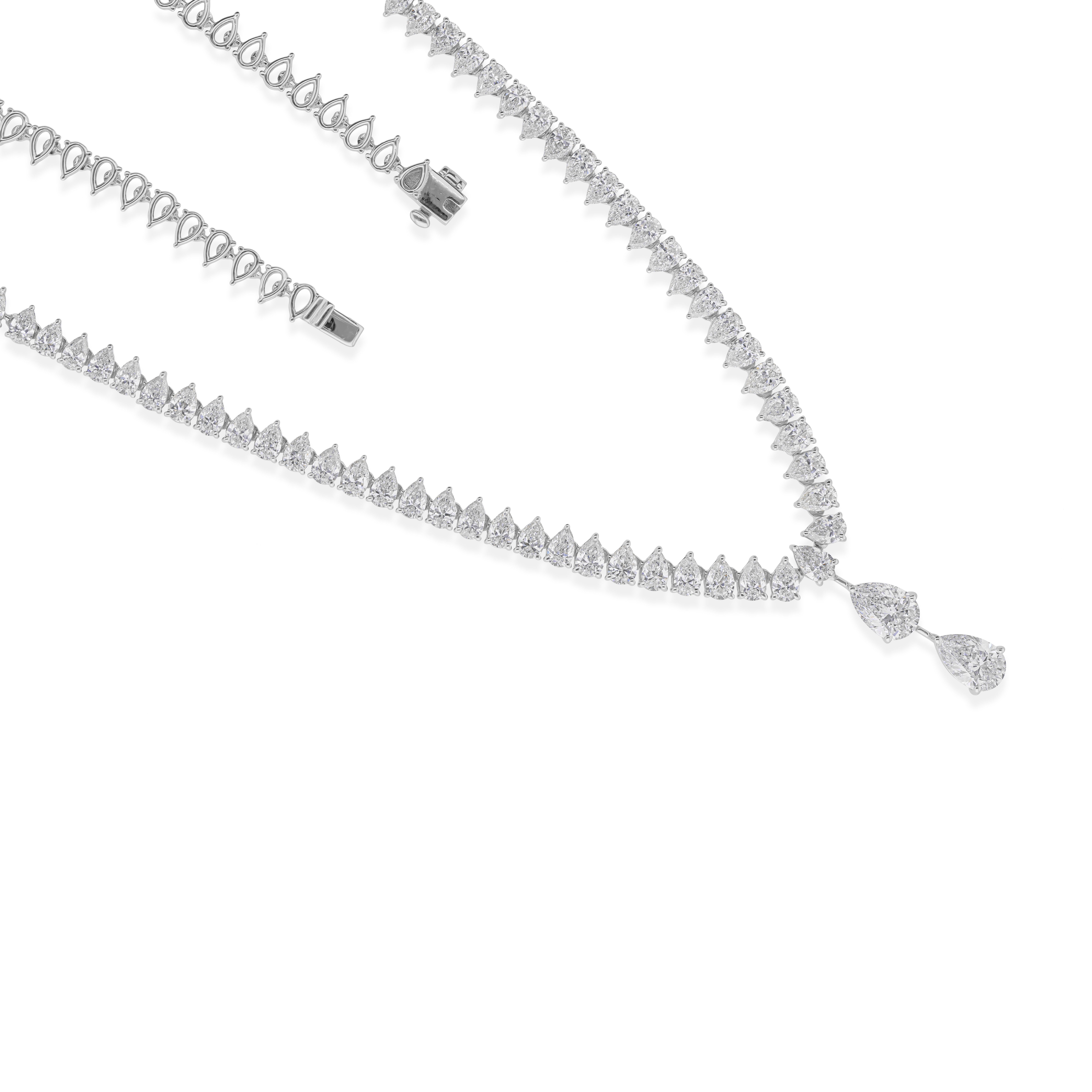 10.33cts SI/HI Collar de Diamantes Colgante Lágrima 18 Kilates Oro Blanco Modernista en venta