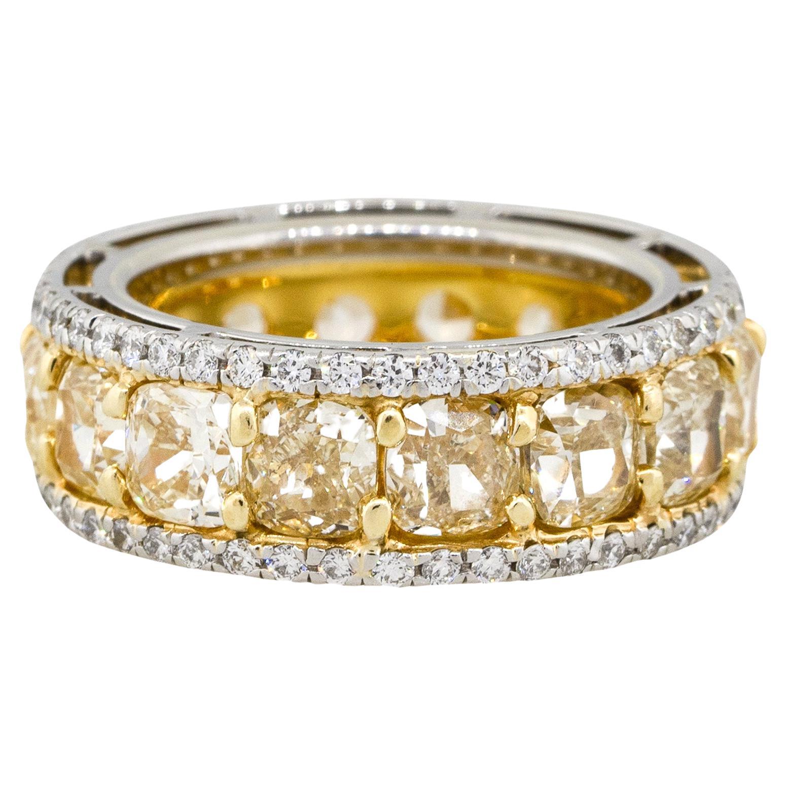 Bracelet d'éternité en or 18 carats avec diamants brillants ronds et rayons de 10,34 carats