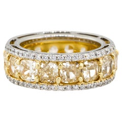 10.34 Carat Radiant & Round Brilliant Diamond Eternity Band 18 Karat In Stock