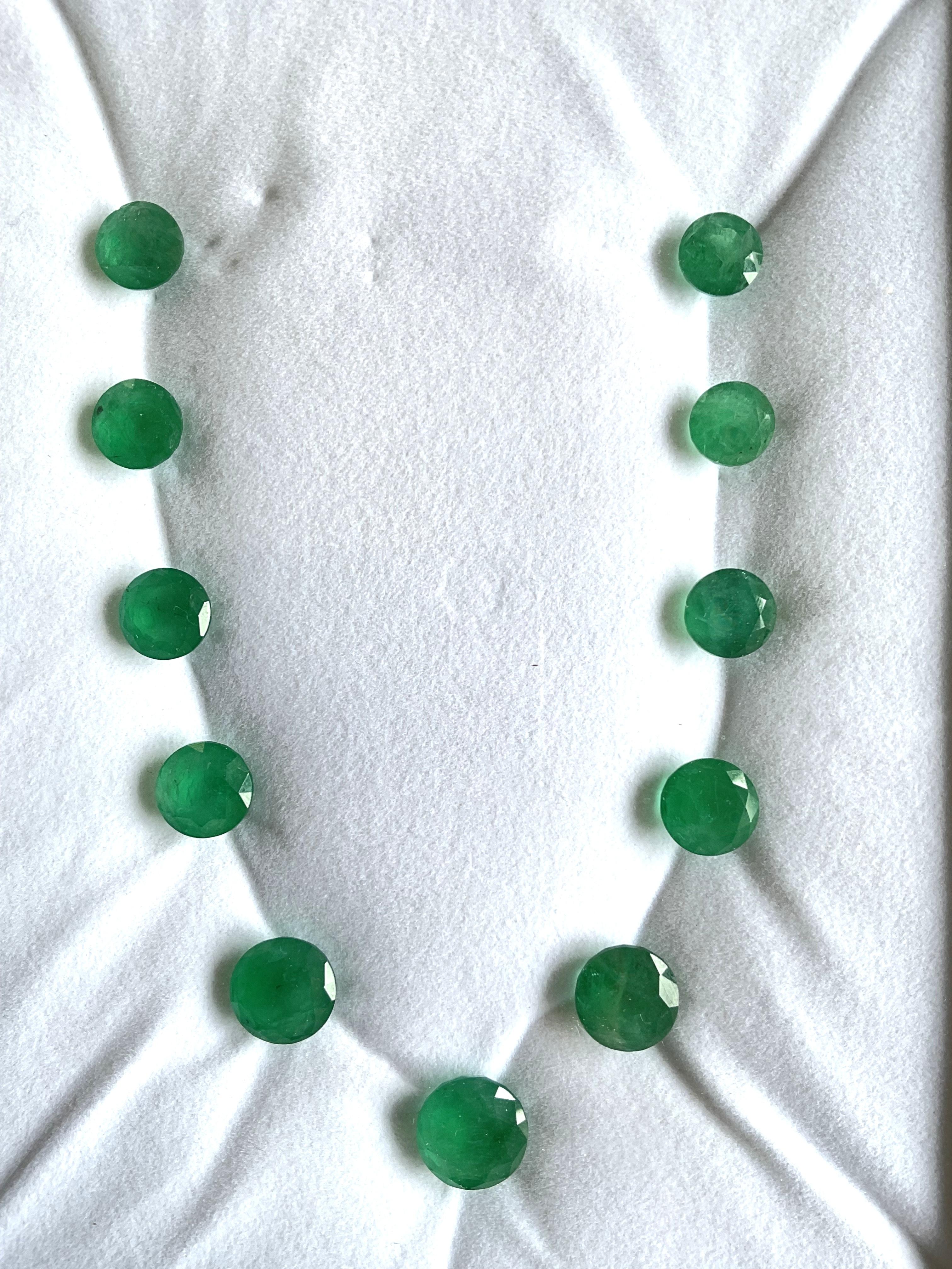 103.48 Carats Zambian Emerald Round Cutstone Layout 11 Pieces For Fine Jewelry In New Condition For Sale In Jaipur, RJ