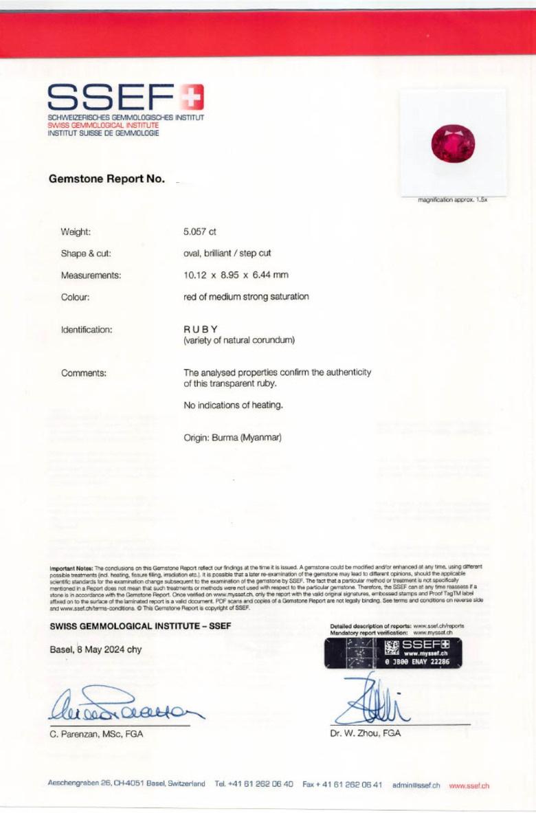 Orecchini di diamanti e rubini birmani senza calore, certificati GRS e Gübelin In condizioni ottime in vendita a New York, NY