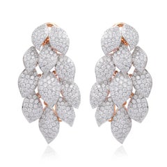 10.35 Carat Diamond 14 Karat Gold Chandelier Leaf Earrings