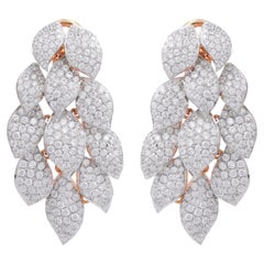 10.35 Carat Diamond 14 Karat Gold Chandelier Leaf Earrings